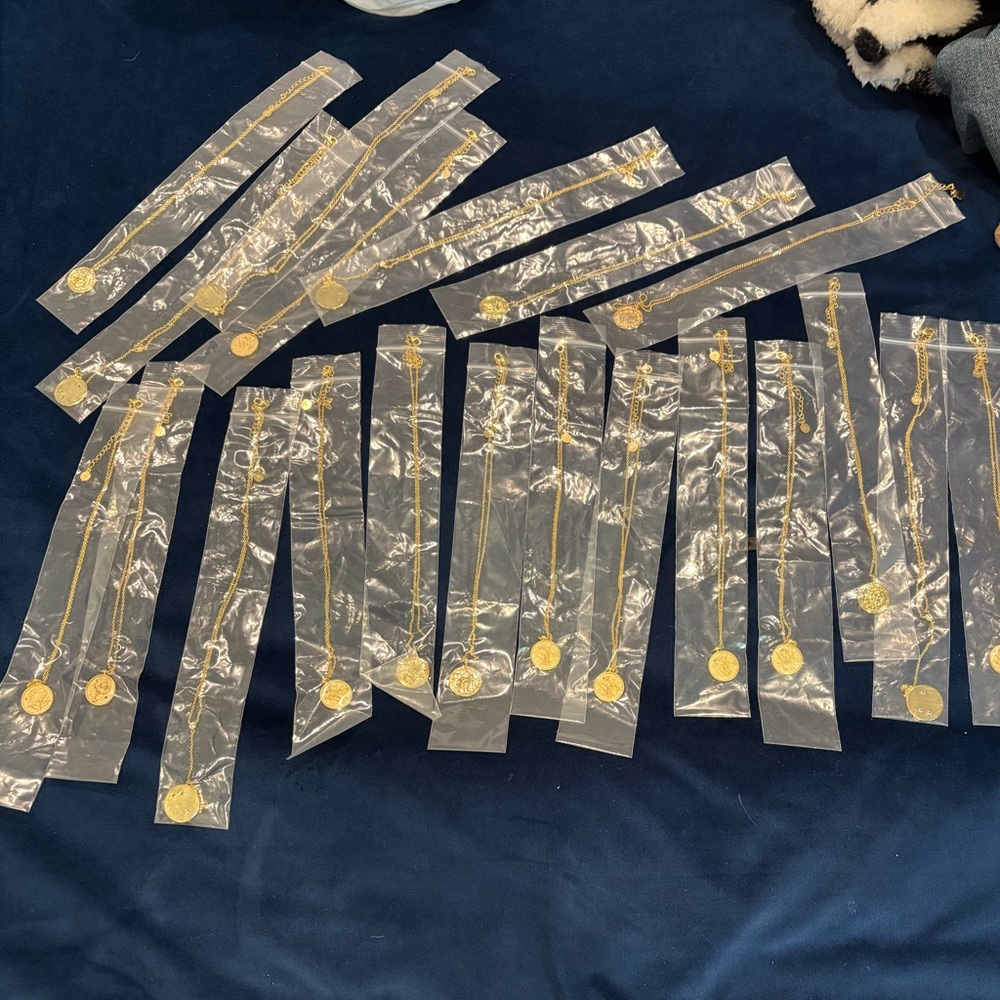 Jewelry Reseller, Lot of Gold Choker Necklace with Minimalist Pendants‎ 20 Total